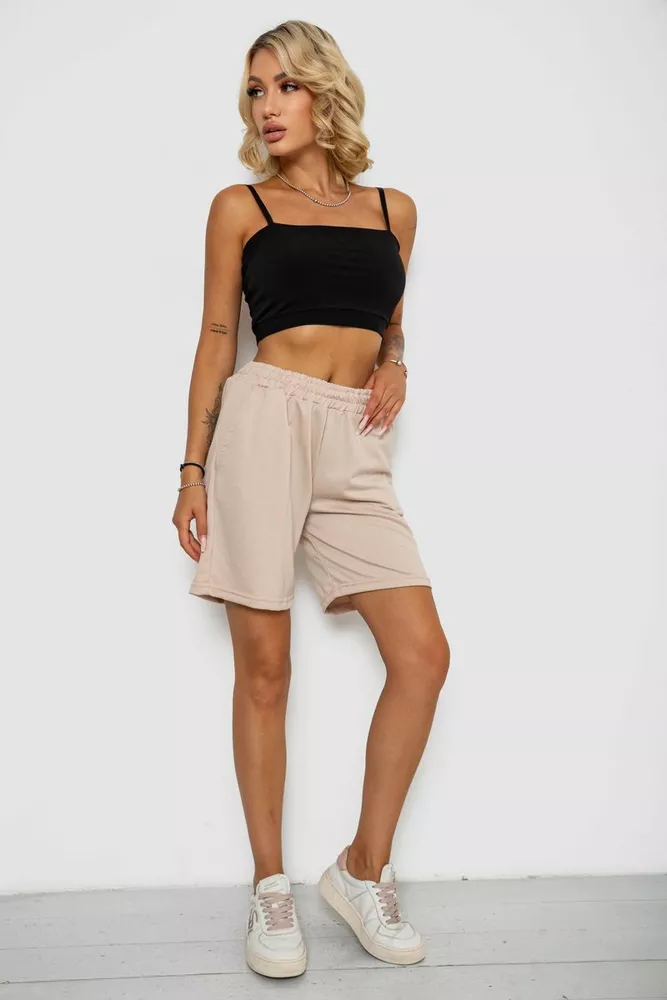 Купить Шорты женские однотонные, цвет Бежевый - Фото №2