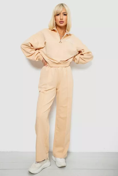 Спортивный костюм женский с принтом, цвет бежевый, 244R1061AG