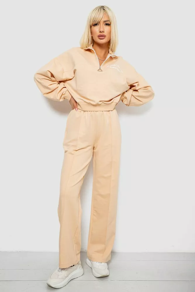 Купить Спортивный костюм женский с принтом, цвет бежевый, 244R1061AG - Фото №1