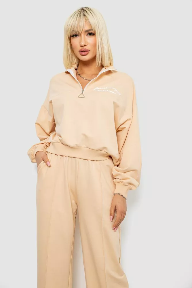 Купить Спортивный костюм женский с принтом, цвет бежевый, 244R1061AG - Фото №2