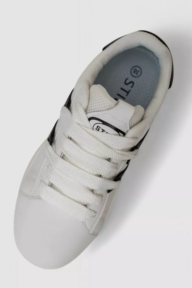 Купить Кроссовки женские кожа  -уценка, цвет бело-черный, 248RJH900-9-U - Фото №2