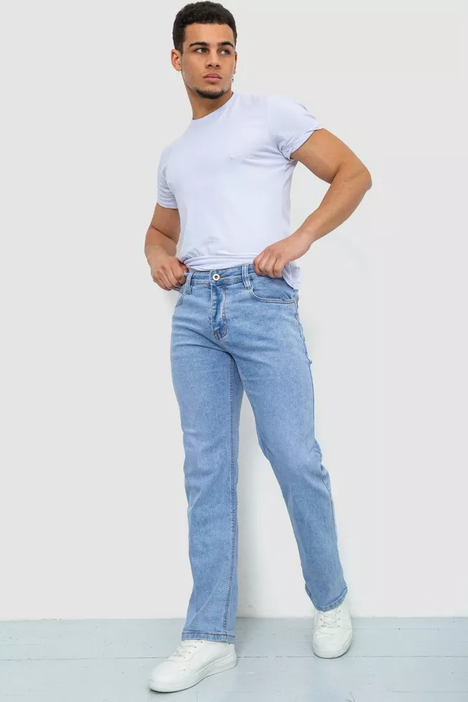 Купить Джинсы мужские однотонные  -уценка, цвет голубой, 244R6078-U - Фото №2