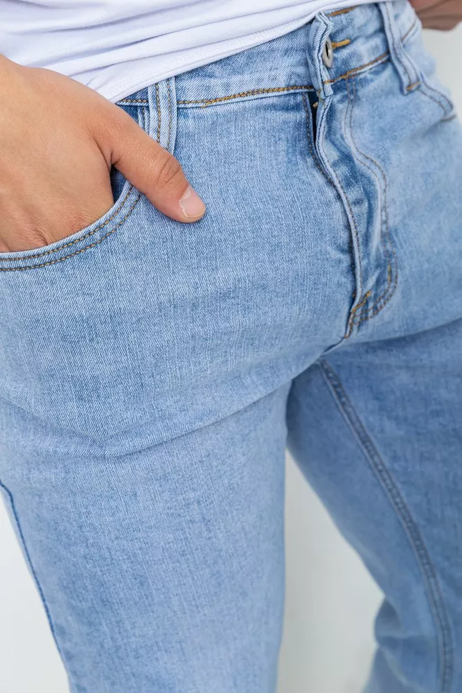 Купить Джинсы мужские однотонные  -уценка, цвет голубой, 244R6078-U - Фото №5