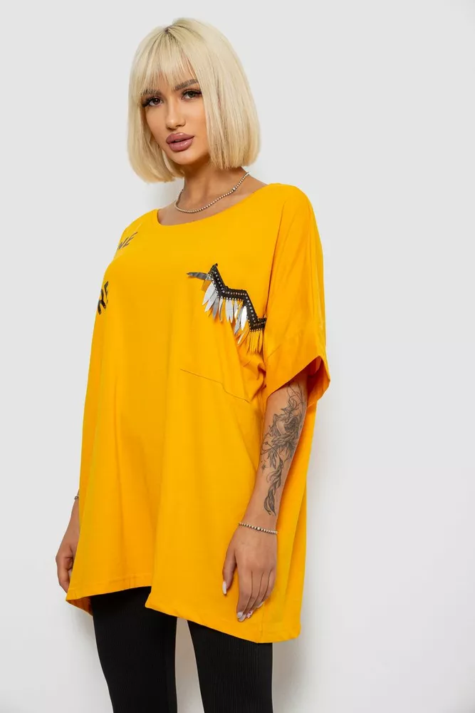 Купити Футболка жіноча з принтом, колір жовтий, 244R2511 - Фото №3