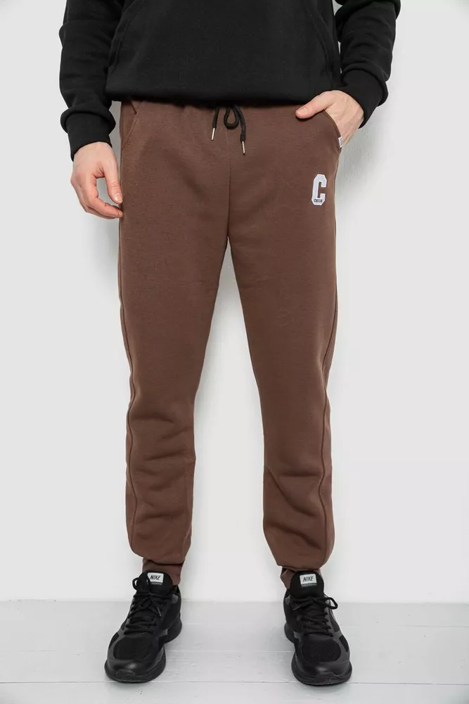 Купить Спортивные штаны мужские на флисе, цвет коричневый, 129RA9995 - Фото №1