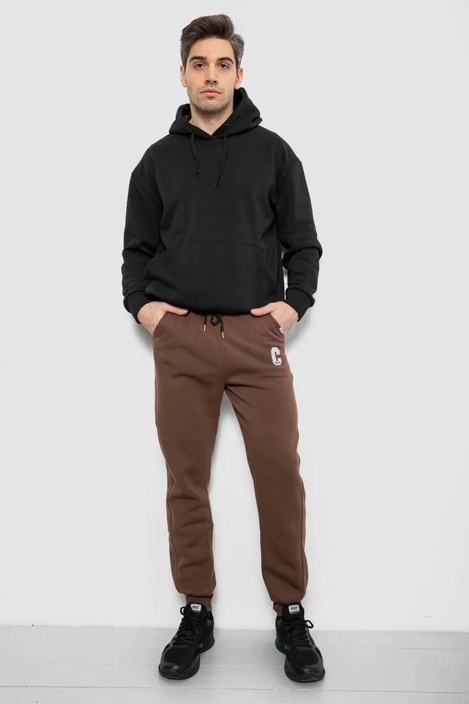 Купить Спортивные штаны мужские на флисе, цвет коричневый, 129RA9995 - Фото №2