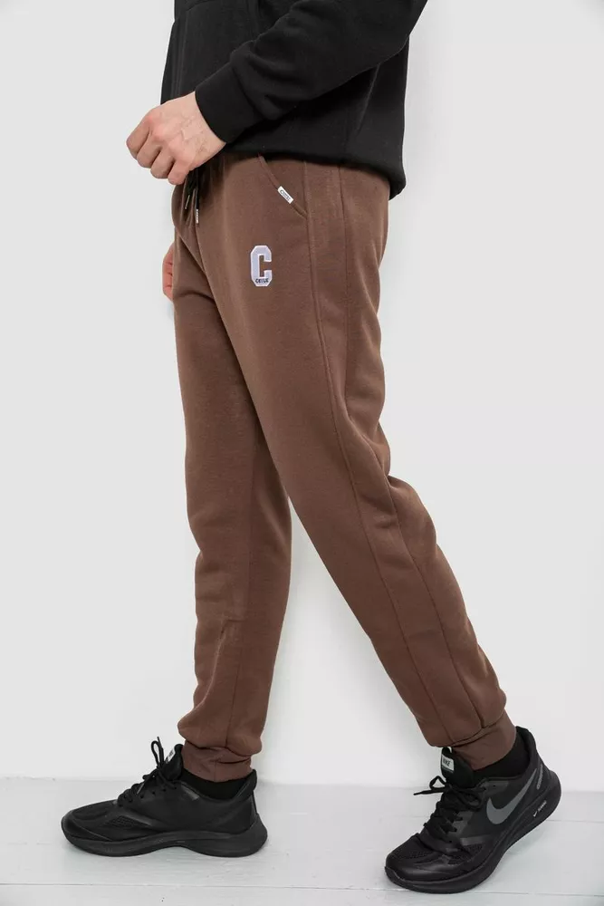 Купить Спортивные штаны мужские на флисе, цвет коричневый, 129RA9995 - Фото №3