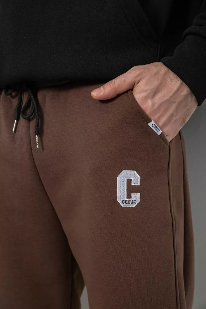 Купить Спортивные штаны мужские на флисе, цвет коричневый, 129RA9995 - Фото №5