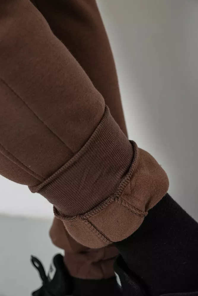 Купить Спортивные штаны мужские на флисе, цвет коричневый, 129RA9995 - Фото №7