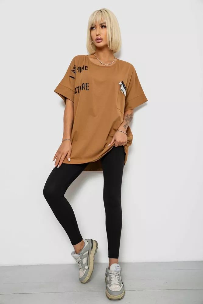 Купити Футболка жіноча з принтом, колір коричневий, 244R2511 - Фото №2