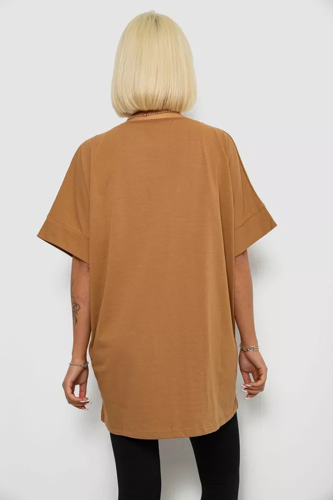 Купити Футболка жіноча з принтом, колір коричневий, 244R2511 - Фото №4