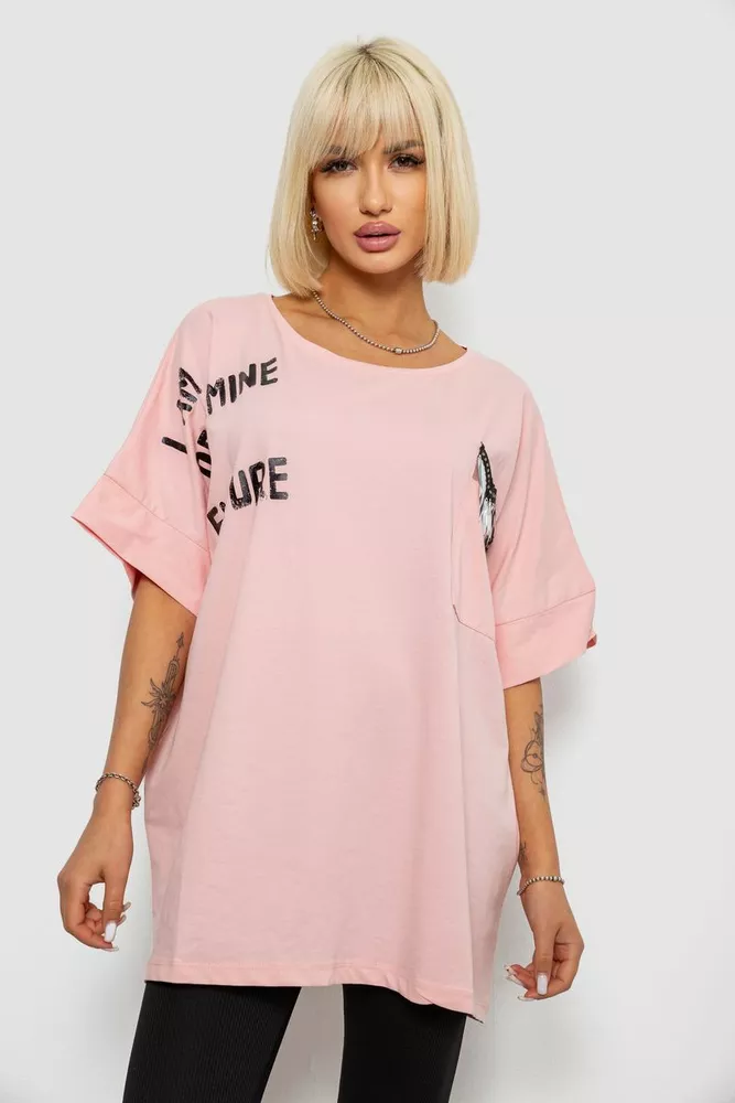 Купить Футболка женская с принтом, цвет розовый, 244R2511 - Фото №1