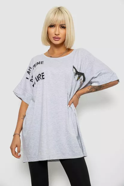 Футболка женская с принтом, цвет серый, 244R2511