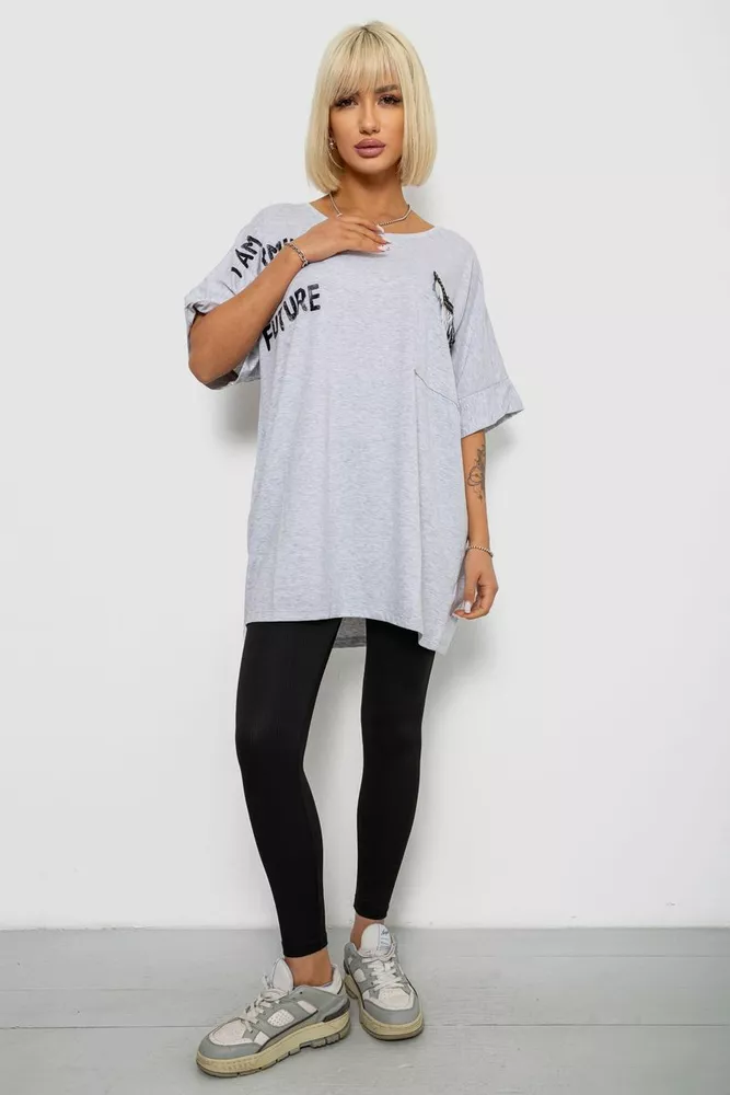 Купить Футболка женская с принтом, цвет серый, 244R2511 - Фото №2