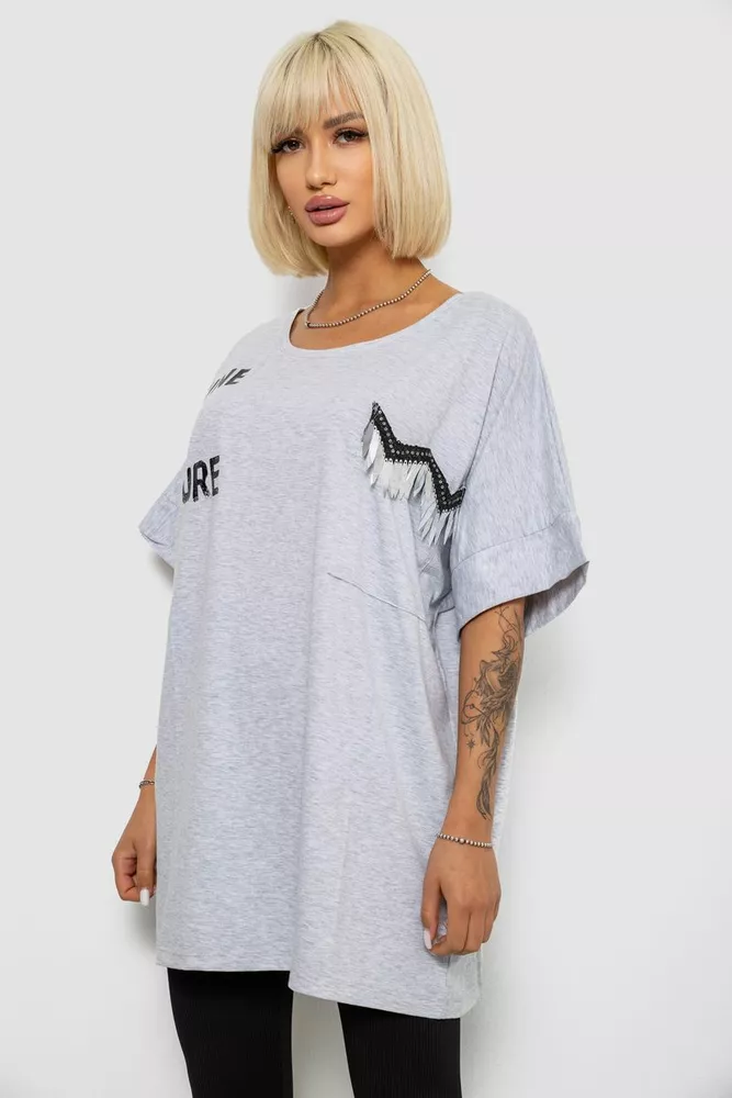 Купить Футболка женская с принтом, цвет серый, 244R2511 - Фото №3