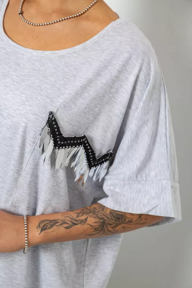 Купить Футболка женская с принтом, цвет серый, 244R2511 - Фото №5