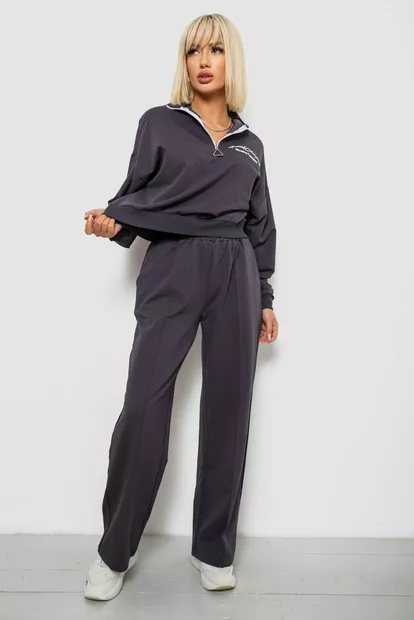 Спортивный костюм женский с принтом, цвет серый, 244R1061AG