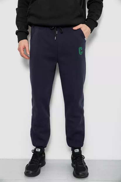 Спортивные штаны мужские на флисе, цвет синий, 129RA9995