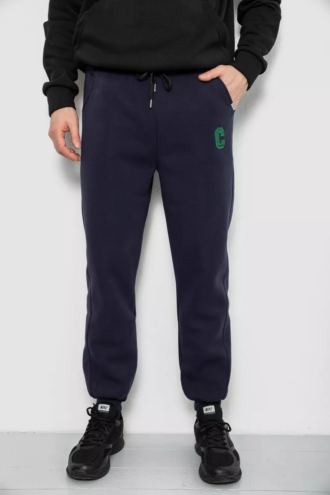 Купити Спортивні штани чоловічі на флісі, колір синій, 129RA9995 - Фото №1