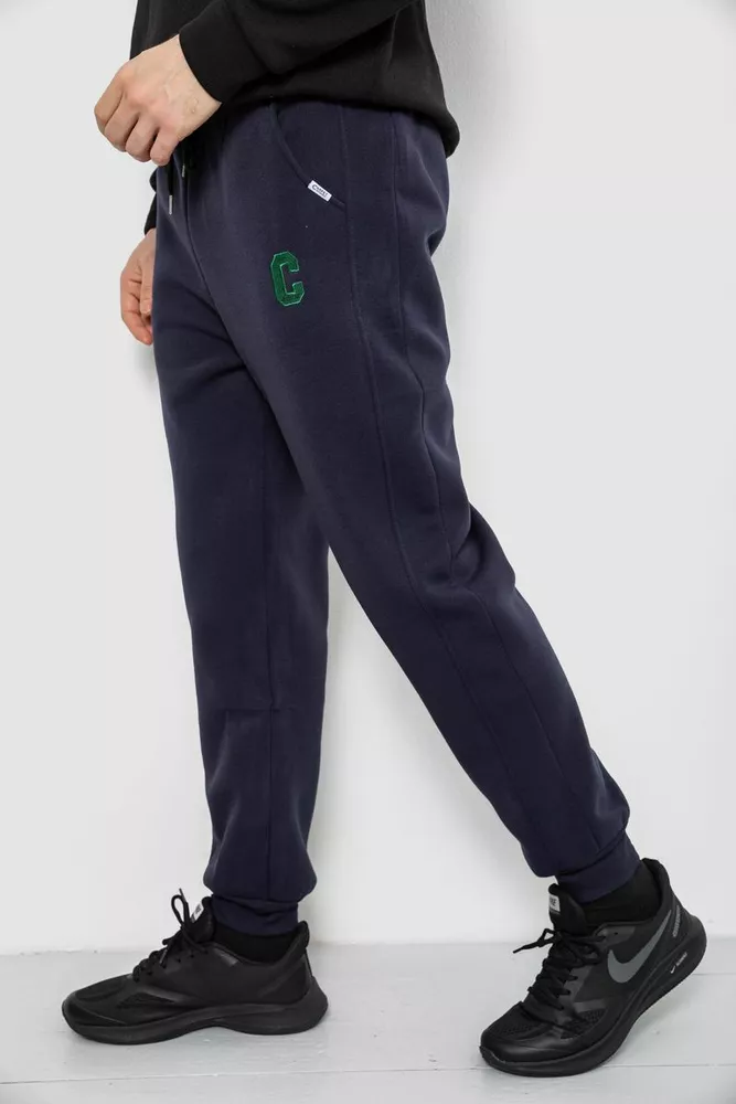 Купити Спортивні штани чоловічі на флісі, колір синій, 129RA9995 - Фото №3