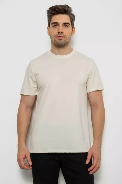 Футболка мужская однотонная  -уценка, цвет кремовый, 238R155-U-1