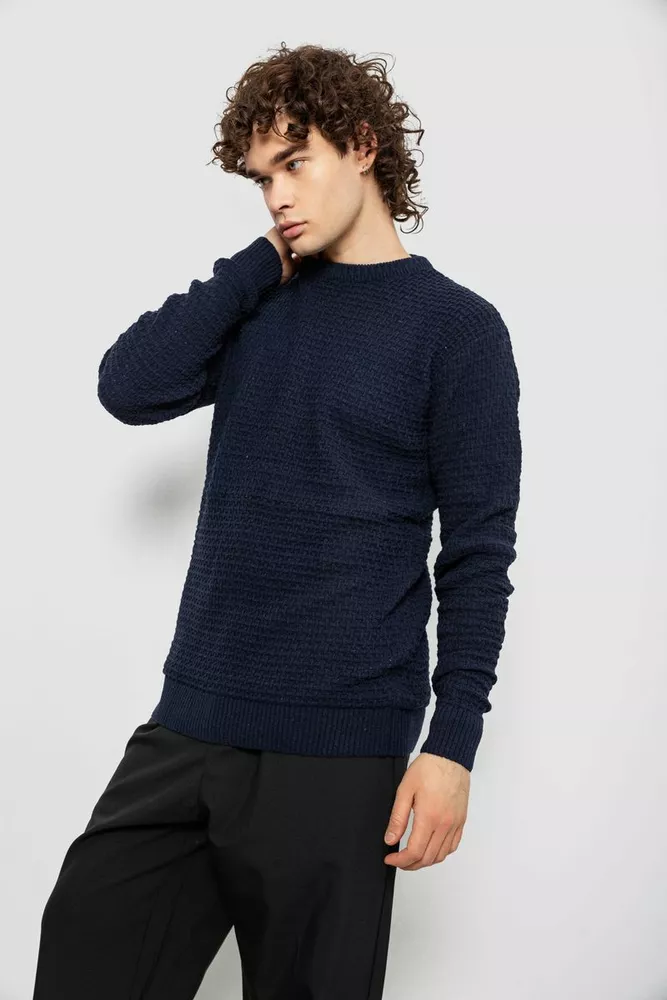 Купить Свитер мужской однотонный, цвет темно-синий, 161R1040 - Фото №3