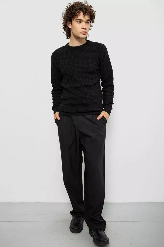Купить Свитер мужской однотонный, цвет черный, 161R1040 - Фото №2