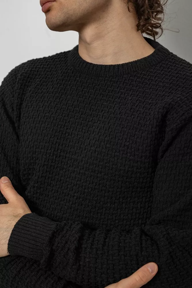 Купить Свитер мужской однотонный, цвет черный, 161R1040 - Фото №5