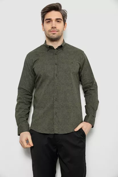 Рубашка мужская с принтом, цвет хаки, 186R6053