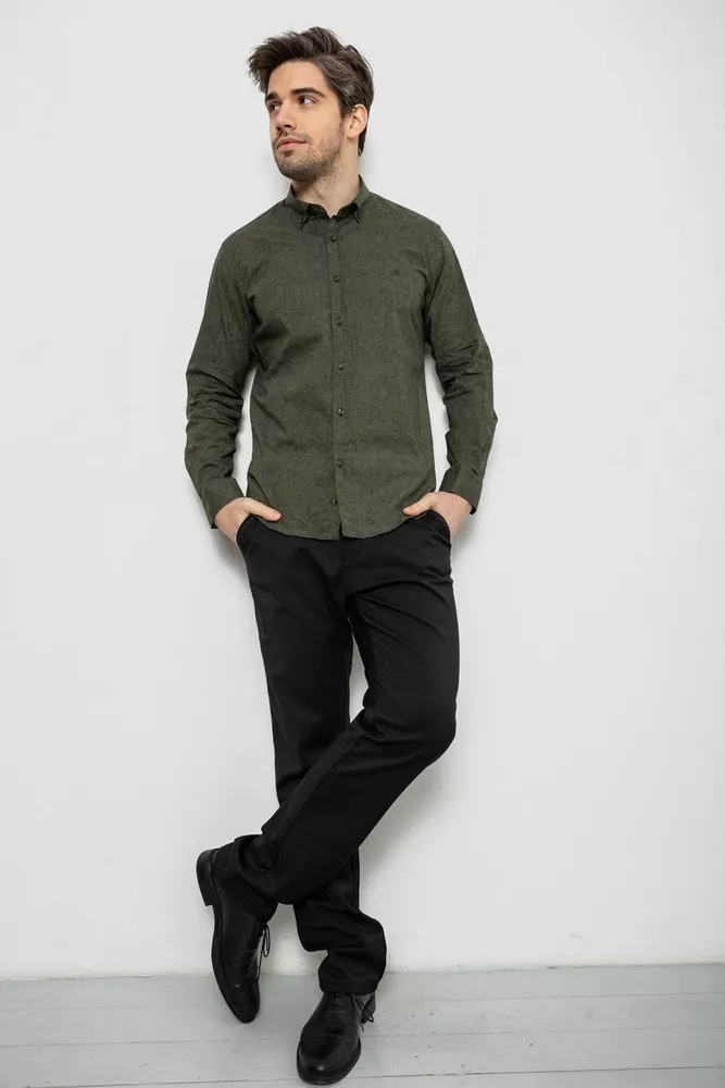 Купити Сорочка чоловіча з принтом, колір хакі, 186R6053 оптом - Фото №2