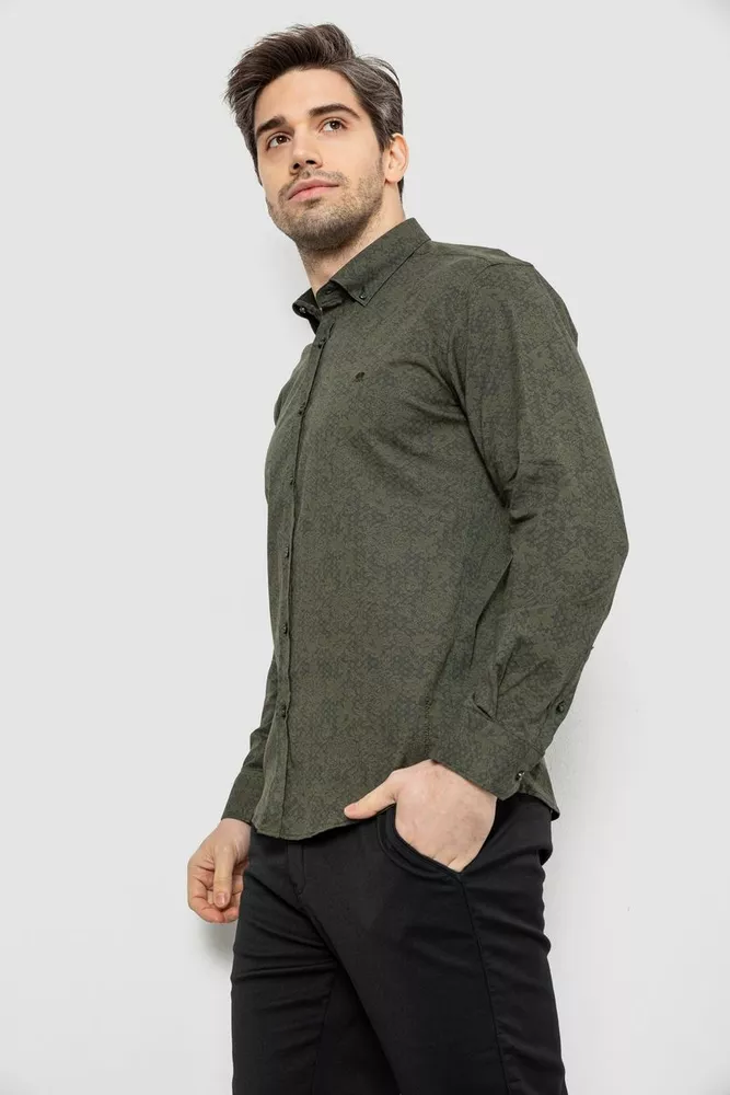 Купити Сорочка чоловіча з принтом, колір хакі, 186R6053 оптом - Фото №3