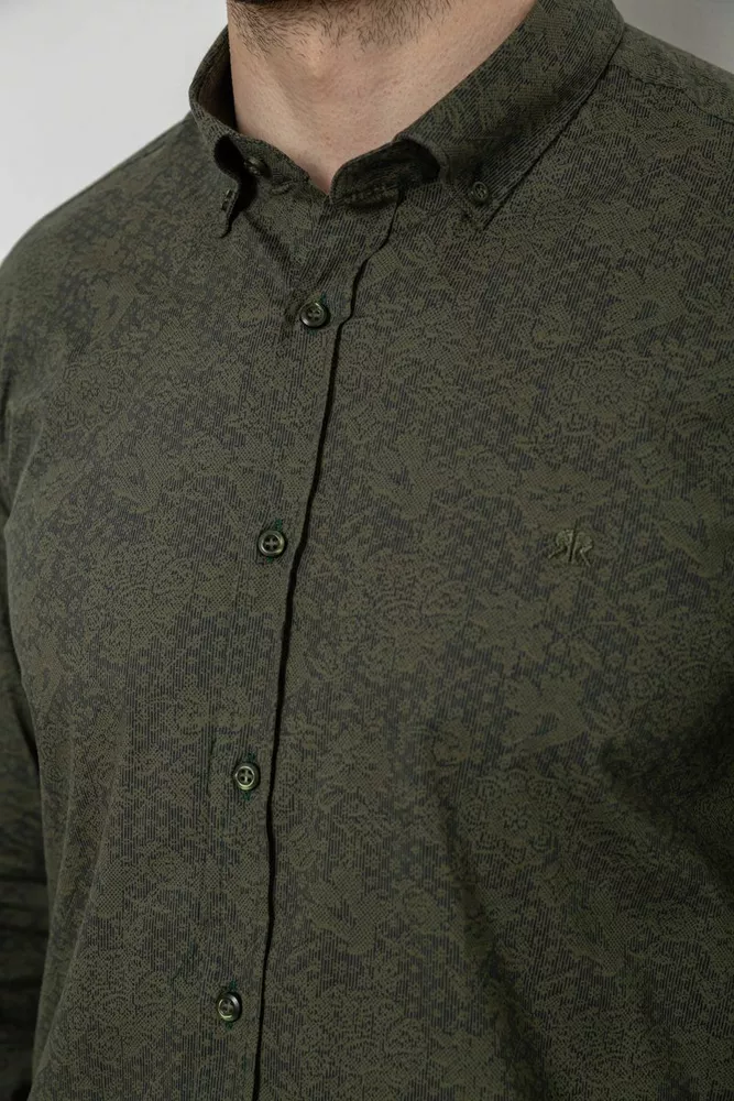Купити Сорочка чоловіча з принтом, колір хакі, 186R6053 оптом - Фото №5