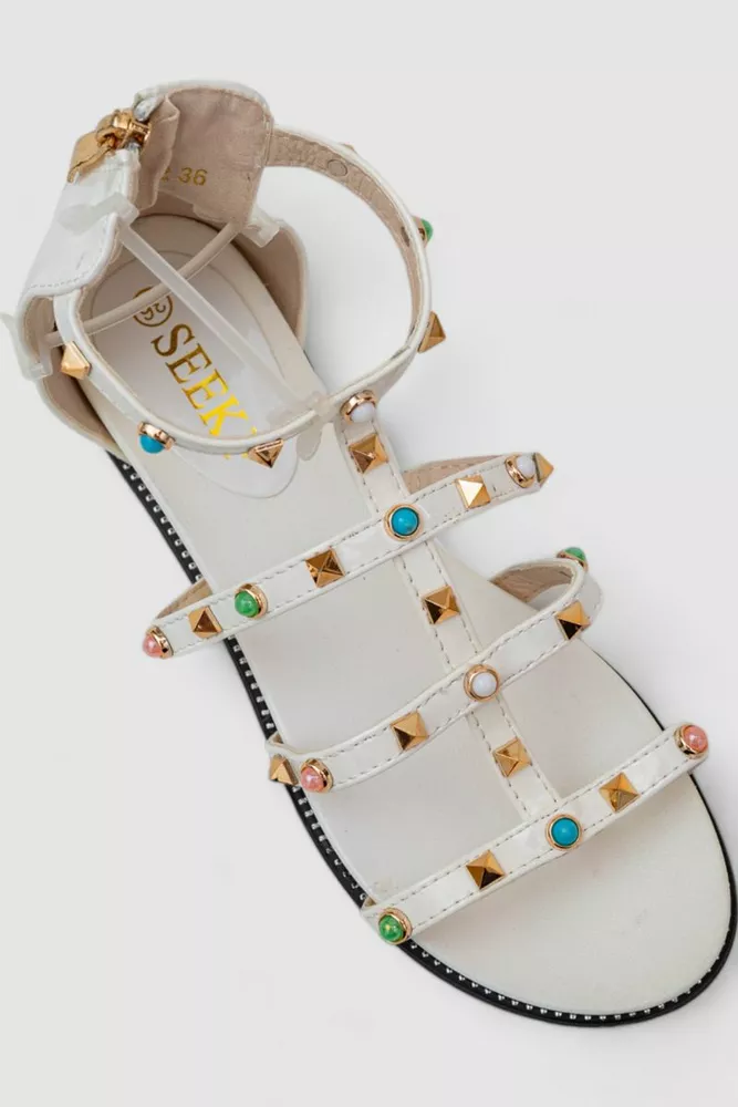 Купити Босоніжки жіночі лакові  -уцінка, колір білий, 243R916-2-U-3 - Фото №2