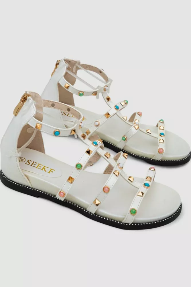 Купити Босоніжки жіночі лакові  -уцінка, колір білий, 243R916-2-U-3 - Фото №3