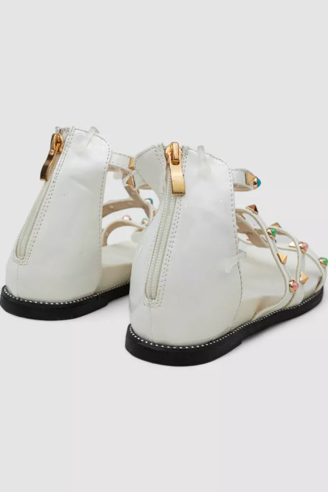 Купити Босоніжки жіночі лакові  -уцінка, колір білий, 243R916-2-U-3 - Фото №4