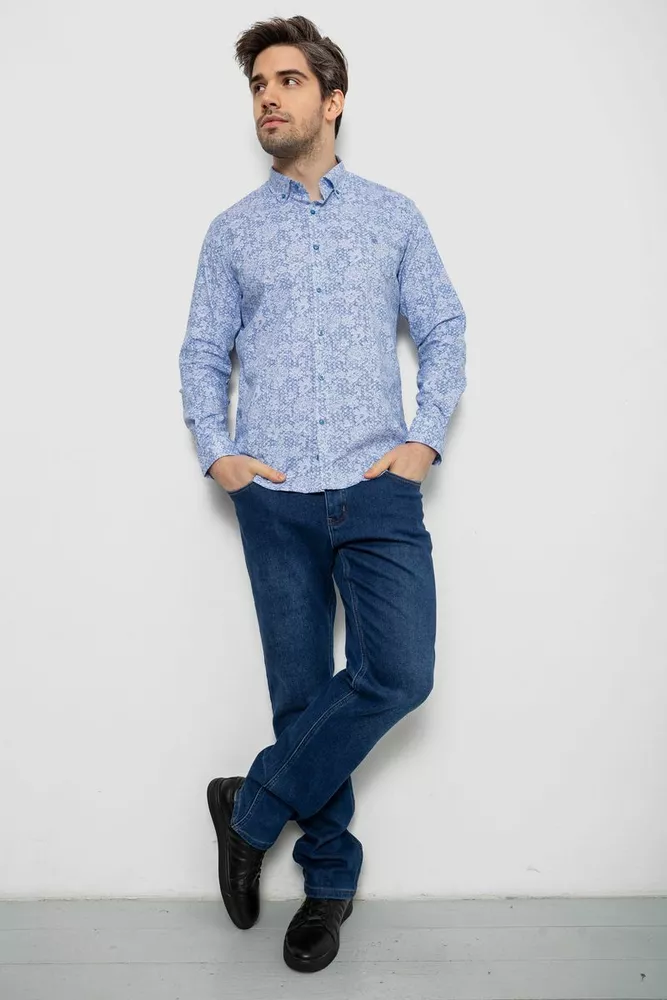 Купити Сорочка чоловіча з принтом, колір блакитний, 186R6053 - Фото №2