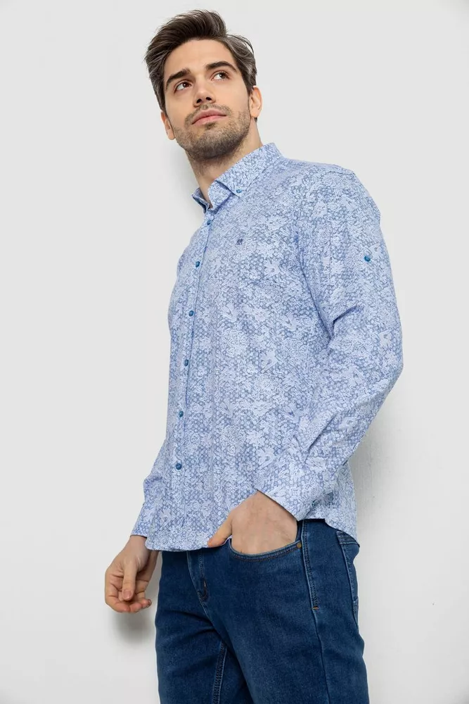 Купити Сорочка чоловіча з принтом, колір блакитний, 186R6053 - Фото №3