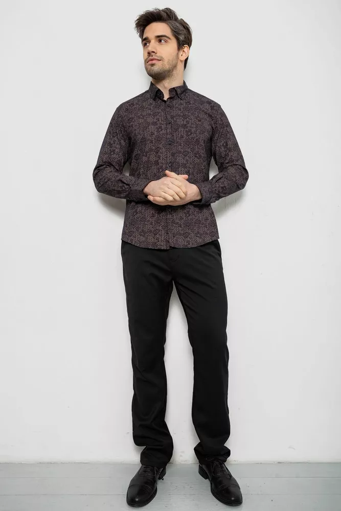 Купити Сорочка чоловіча з принтом, колір коричневий, 186R6053 - Фото №2