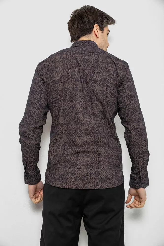 Купити Сорочка чоловіча з принтом, колір коричневий, 186R6053 - Фото №4