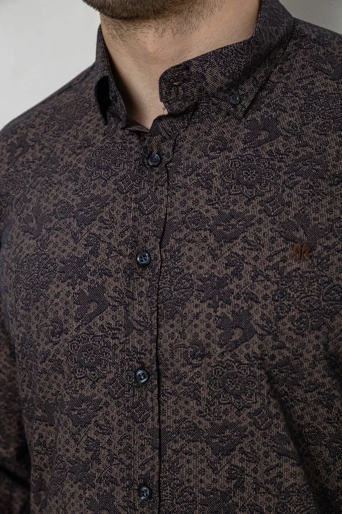Купити Сорочка чоловіча з принтом, колір коричневий, 186R6053 - Фото №5