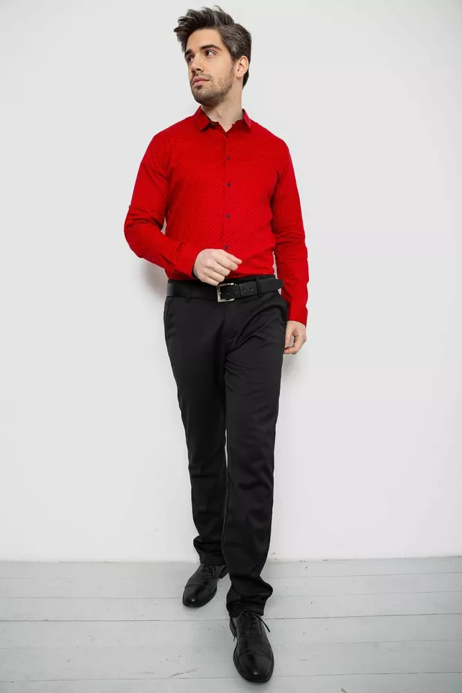 Купити Сорочка чоловіча однотонна з принтом, колір червоний, 186R2065 - Фото №2