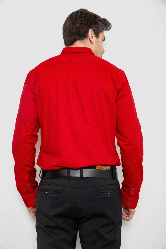 Купити Сорочка чоловіча однотонна з принтом, колір червоний, 186R2065 - Фото №4