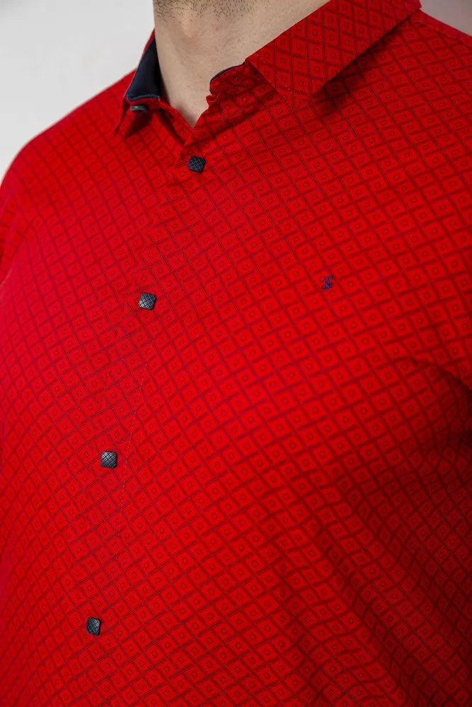 Купити Сорочка чоловіча однотонна з принтом, колір червоний, 186R2065 - Фото №5