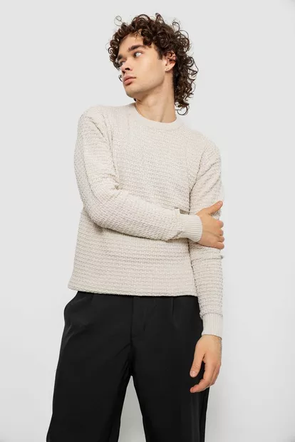 Светр чоловічий однотонний, колір молочний, 161R1040