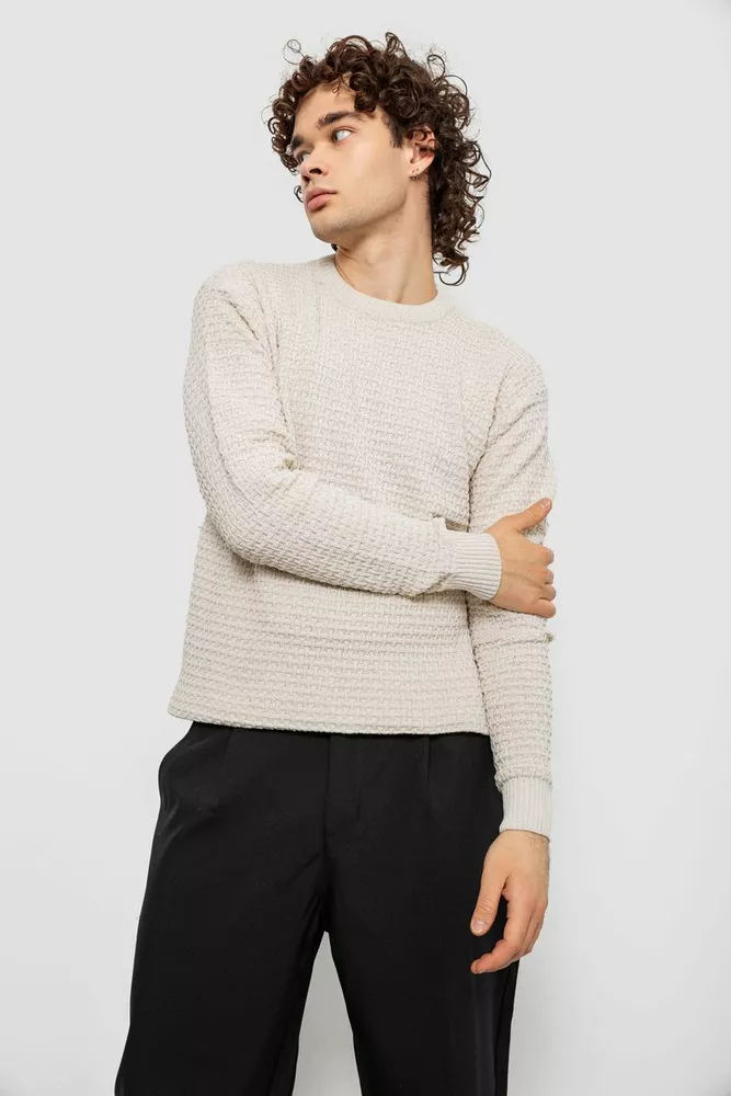Купить Свитер мужской однотонный, цвет молочный, 161R1040 - Фото №1