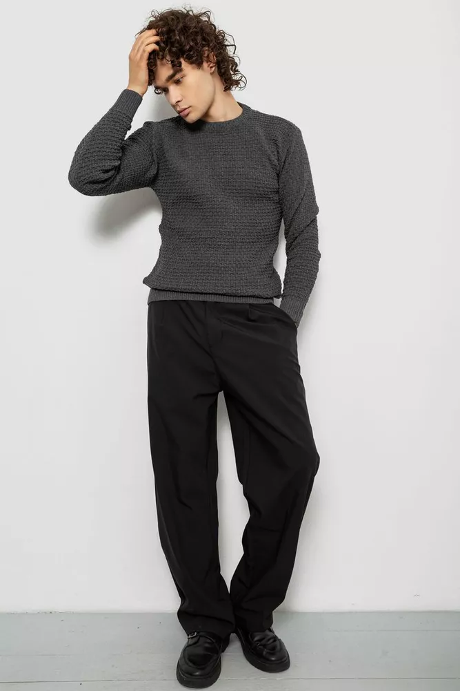 Купить Свитер мужской однотонный, цвет серый, 161R1040 - Фото №2