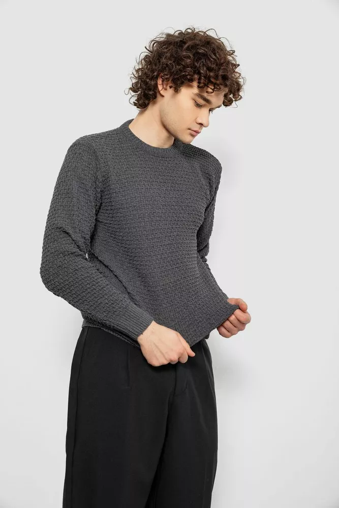 Купить Свитер мужской однотонный, цвет серый, 161R1040 - Фото №4