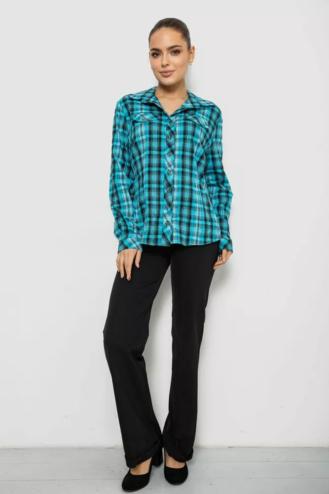 Купити Сорочка жіноча повсякденна, колір бірюзовий, 230R064 - Фото №2