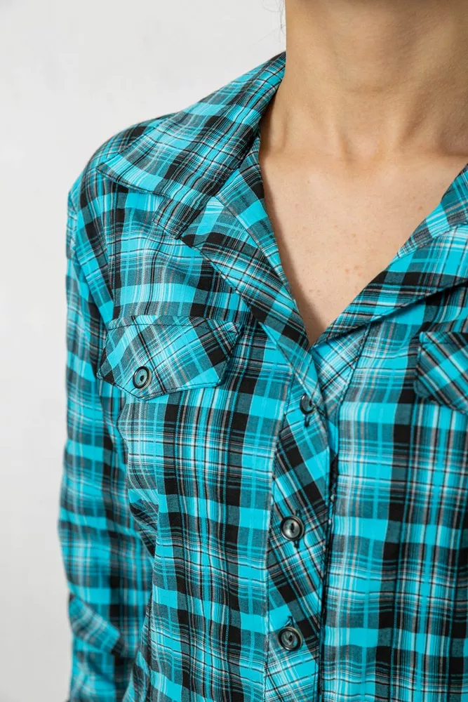 Купити Сорочка жіноча повсякденна, колір бірюзовий, 230R064 - Фото №5