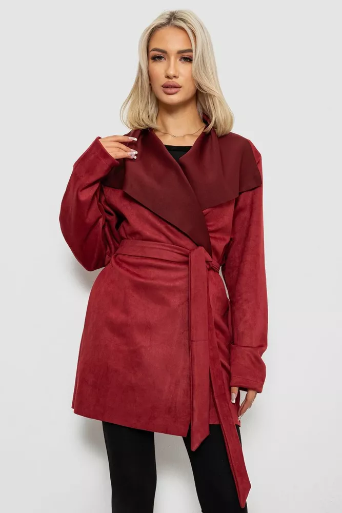 Купити Жіночий кардиган однотонний, колір бордовий, 257R001 - Фото №1